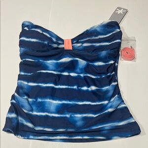 🇺🇸Splendid blue white NWT tankini bathing suit swim top peach ombré tie …